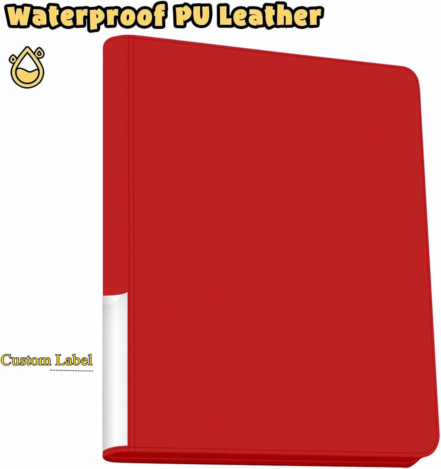 Toploader Binder,9-Pocket Double Sided Top Loader Binder,Holds 360 Cards in 3"x4" Toploaders,PU Leather Card Binder Abulm for Toploader Trading,Sports,and Gaming Cards (Red)