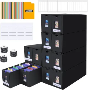 Toploader Card Storage Box,Holds 2000  Toploaders,Toploader Storage Box for Commander Display,with 72 Dividers, Labels & Tapes,Fit for TCG, PTCG, MTG