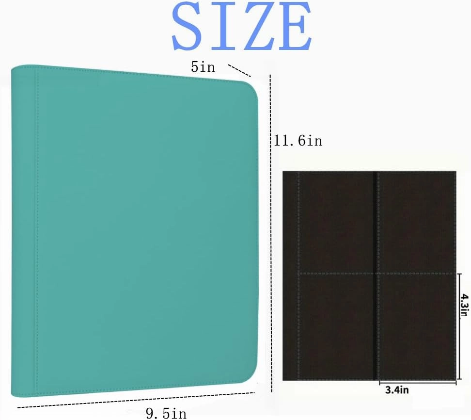 Toploader Binder,4-Pocket Double Sided Top Loaders Binder,Holds 128 Cards in 3"x4" Toploaders,PU Leather Card Binder Abulm for Toploader Trading,Sports,and Gaming Cards (Sky Blue)