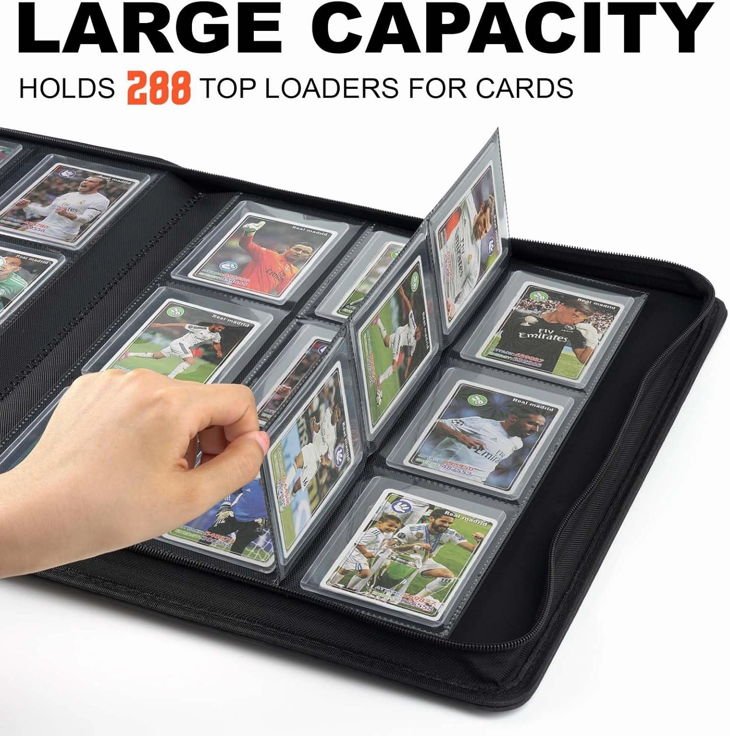 Toploader Binder with 9-Pocket Pages, Holds 288 "3×4" Rigid Toploader Hard Cases, Card Holder for Collectible Cards or Sports Cards, Durable Sleeves for Storage & Display (Navy)