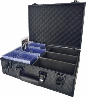 Toploaders Storage Box Hold 600  35PT 3"x4" Standard Toploaders, Hard Aluminum Alloy Top Loader Storage Case, Trading Card Storage Box Hold 2000  Cards for Trading Cards Sports Cards (Black)