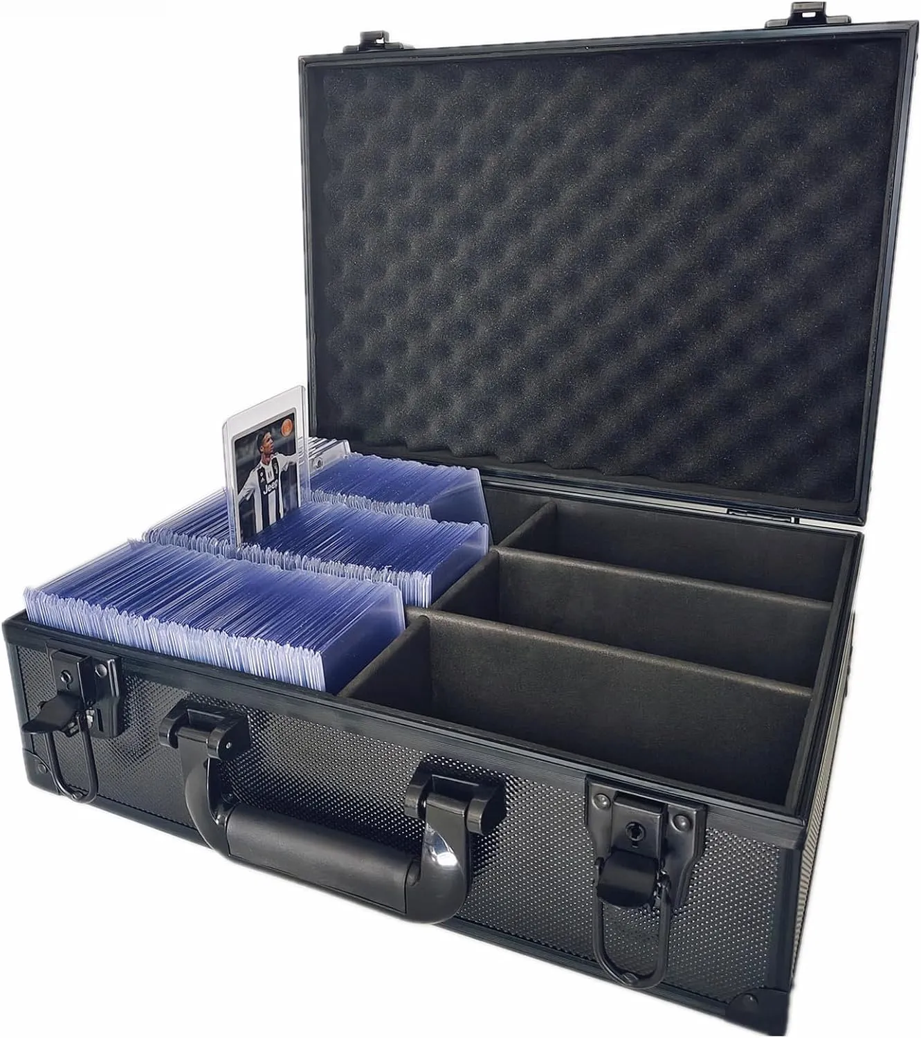 Toploaders Storage Box Hold 600  35PT 3"x4" Standard Toploaders, Hard Aluminum Alloy Top Loader Storage Case, Trading Card Storage Box Hold 2000  Cards for Trading Cards Sports Cards (Black)