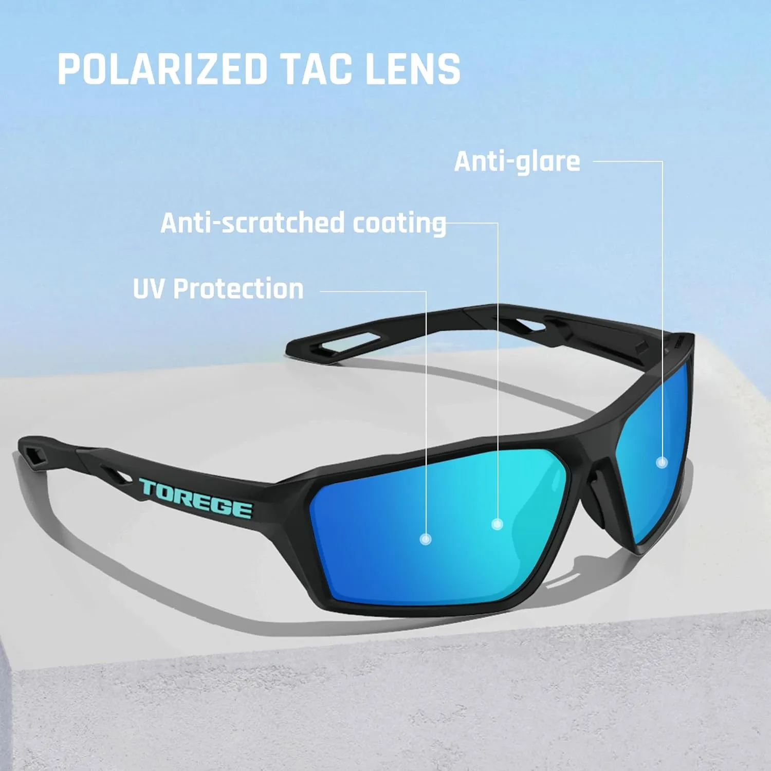 TOREGE Polarized Sports Sunglasses for Men Women Fishing Running Driving Cycling Sunglasses