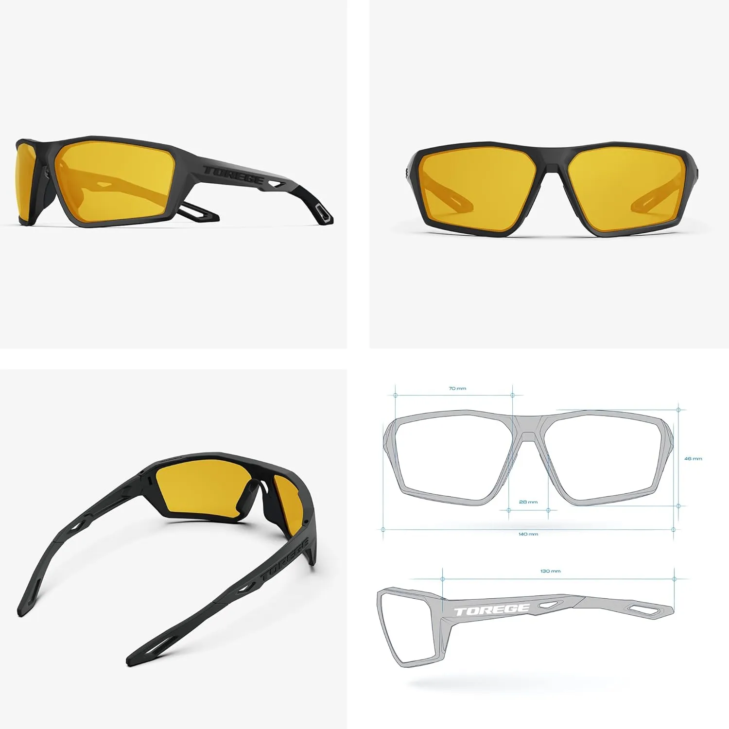 TOREGE Polarized Sports Sunglasses for Men Women Fishing Running Driving Cycling Sunglasses