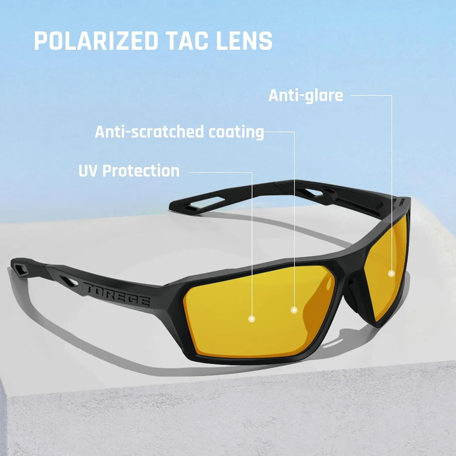 TOREGE Polarized Sports Sunglasses for Men Women Fishing Running Driving Cycling Sunglasses