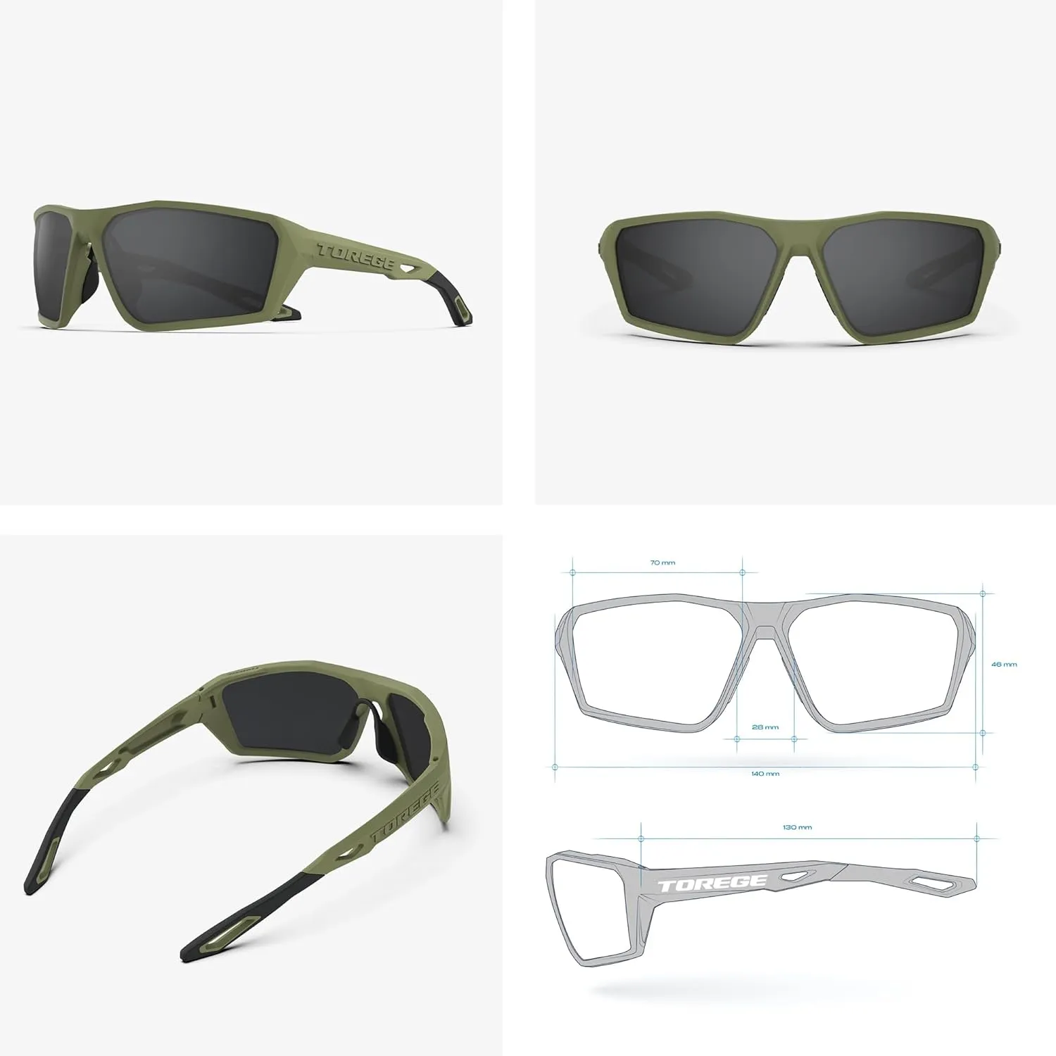 TOREGE Polarized Sports Sunglasses for Men Women Fishing Running Driving Cycling Sunglasses