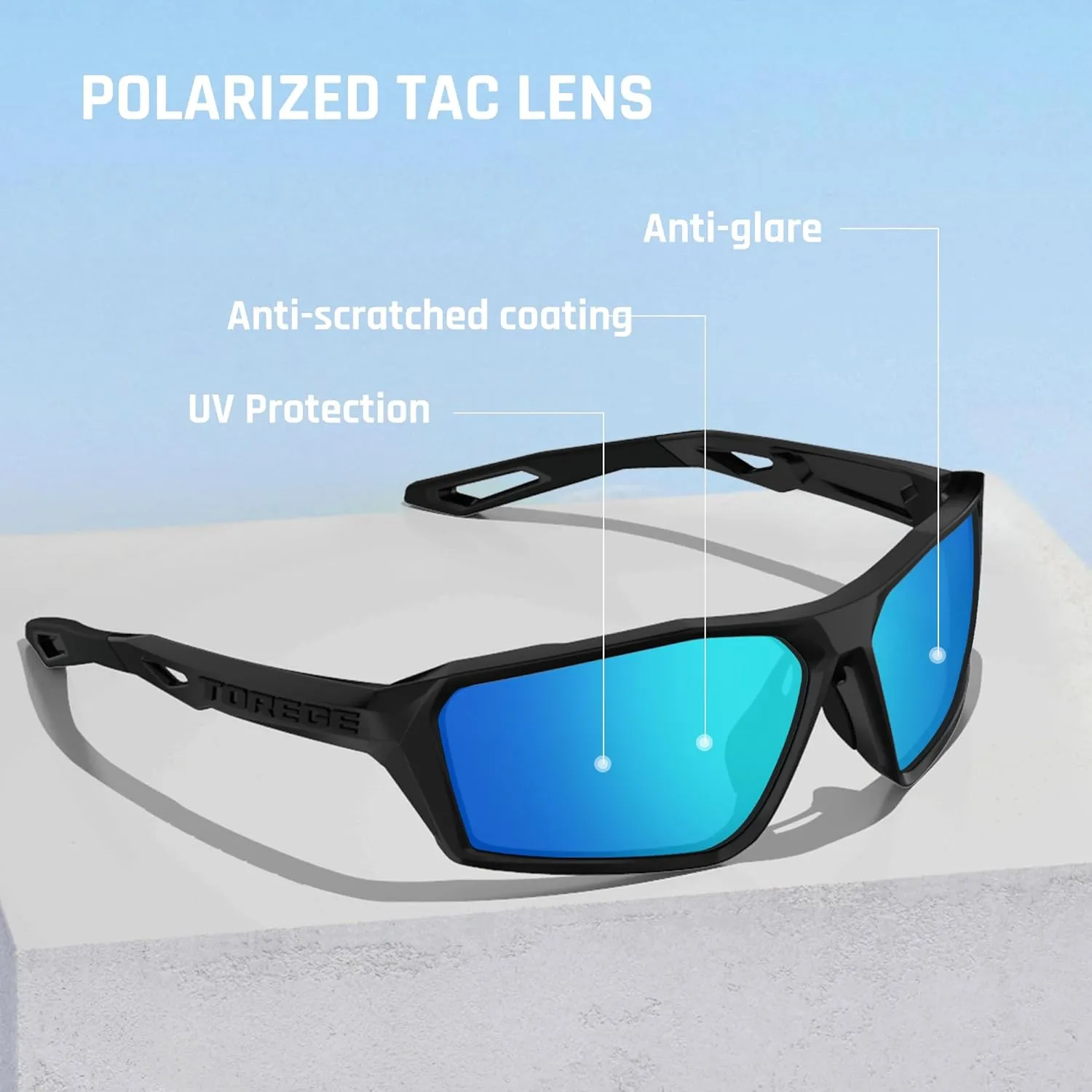 TOREGE Polarized Sports Sunglasses for Men Women Fishing Running Driving Cycling Sunglasses
