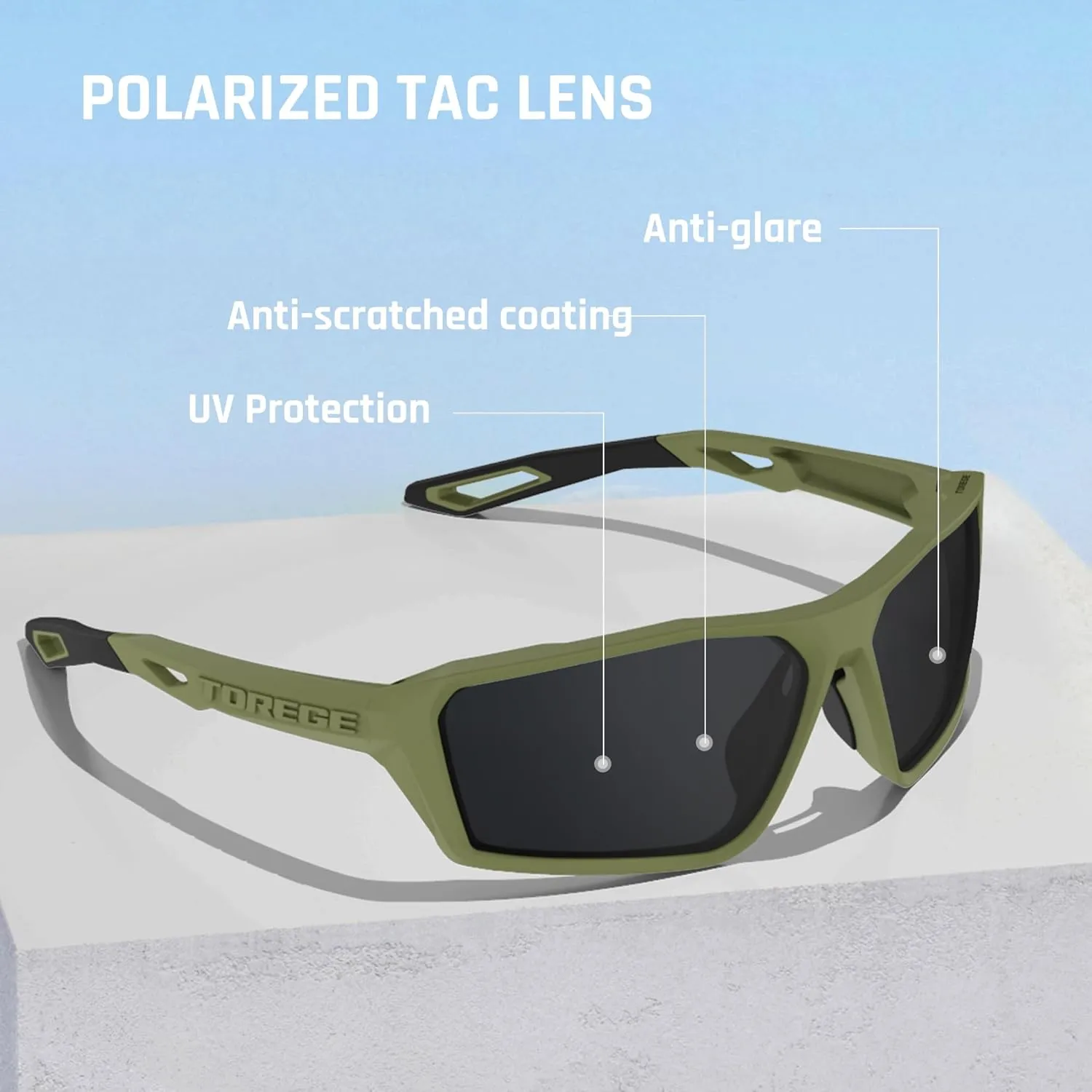 TOREGE Polarized Sports Sunglasses for Men Women Fishing Running Driving Cycling Sunglasses