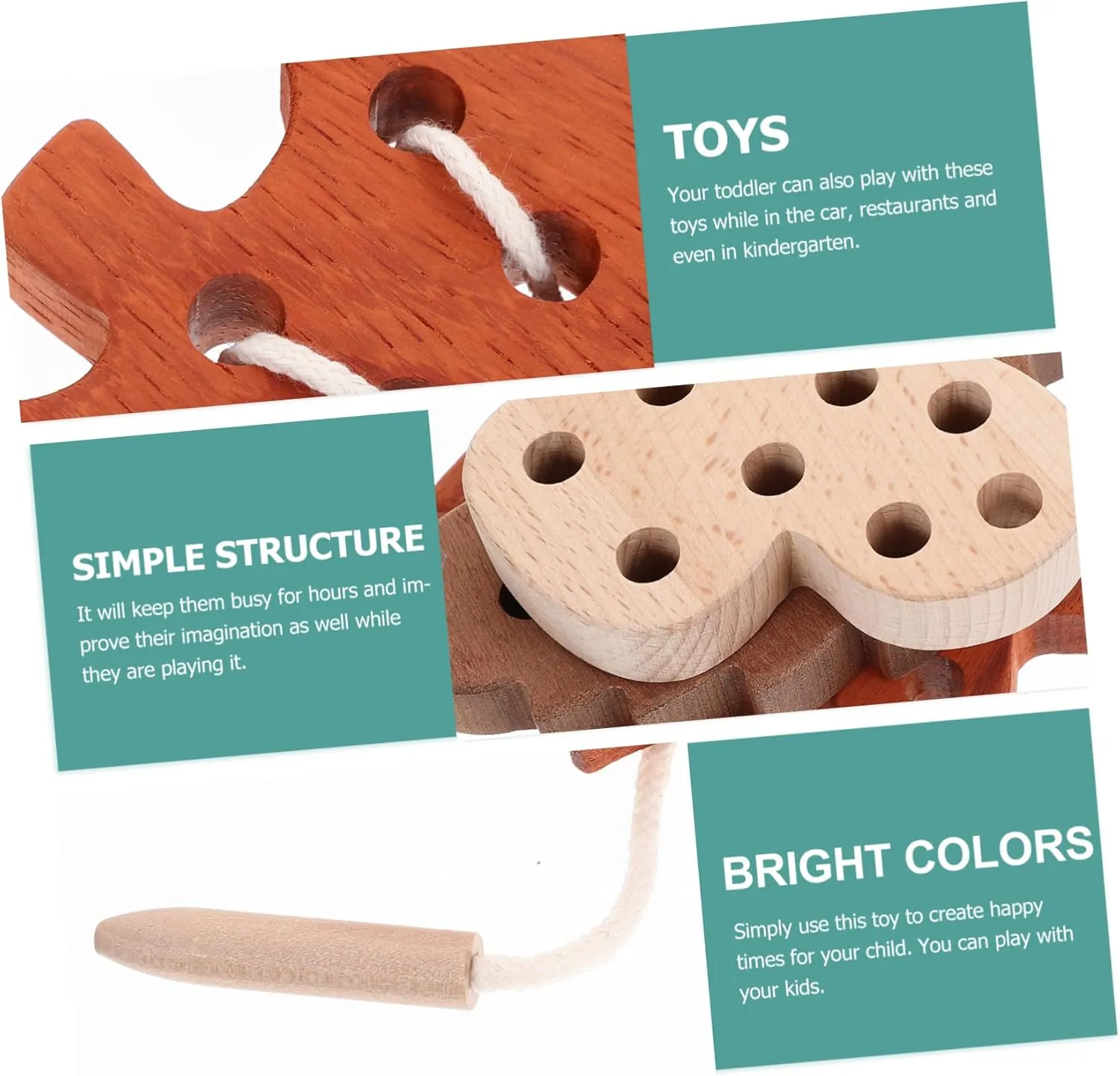 Totority 1 Set Toys Threading Board Toy Wood Threading Toy Children Toy Wooden Lacing Toy for Toddlers Wood Educational Plaything Leaves Wooden Thread Animal Puzzle Threaded Board