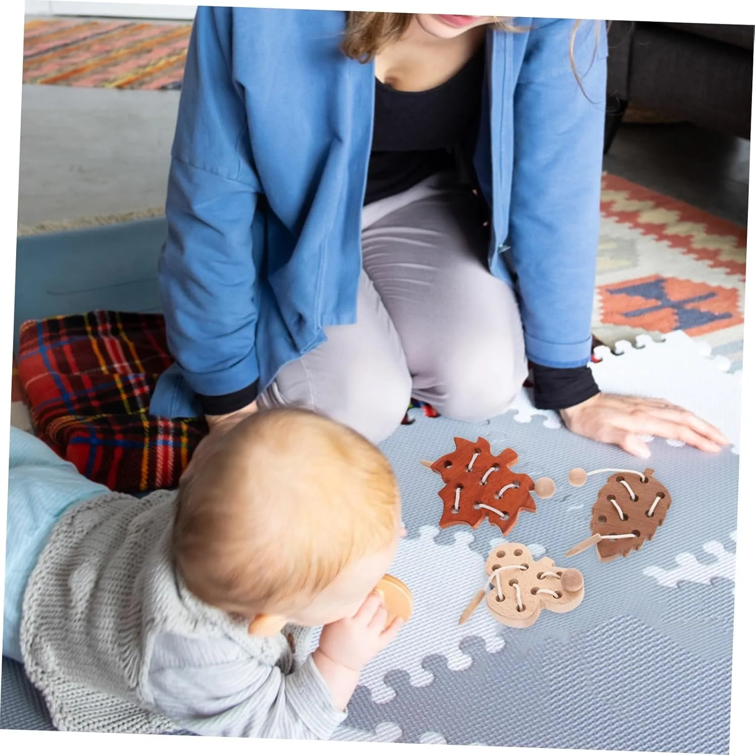 Totority 1 Set Toys Threading Board Toy Wood Threading Toy Children Toy Wooden Lacing Toy for Toddlers Wood Educational Plaything Leaves Wooden Thread Animal Puzzle Threaded Board