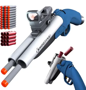 Tovol Zerky Double Barrel Toy Foam Blaster Double Shoot Toy Shotgun with Shell Ejection for Teen Boy Christmas Birthday Gift