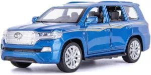 Toy Car Compatible for 1：32 Land Cruiser Model Car, Pull Back Diecast Collectible Car with Sounds＆Lights for Kids Boys Girls and Adults, Gift Blue