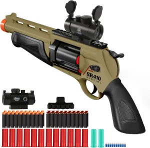 Toy Guns for Boys, Shotgun Foam Dart Blaster, Enhanced Revolver Children Outdoor CS Soft Bullet Toy Rifle, Birthday Xmas Gift Outdoor Games (Dark Sandy)