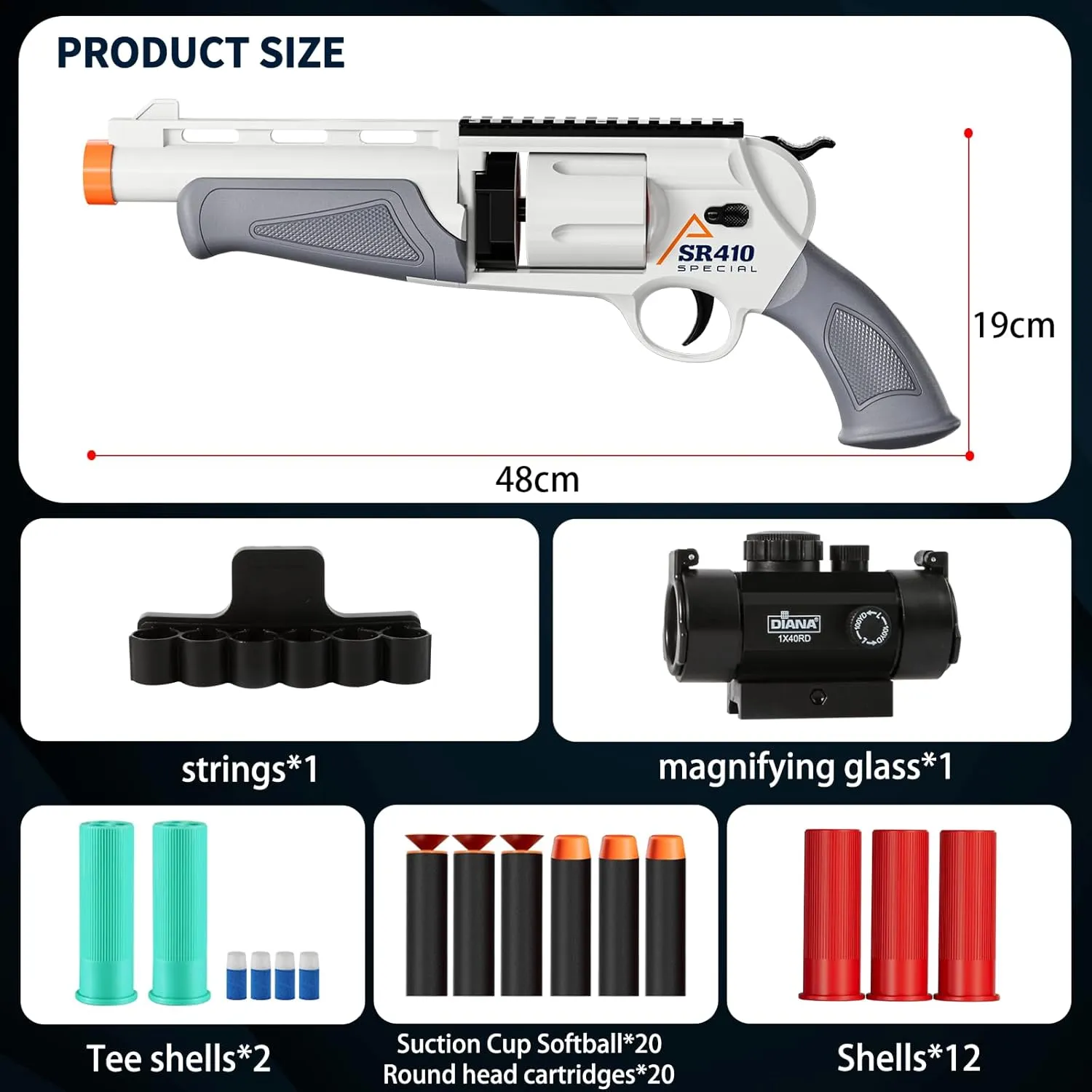 Toy Guns for Boys, Shotgun Foam Dart Blaster, Enhanced Revolver Children Outdoor CS Soft Bullet Toy Rifle, Birthday Xmas Gift Outdoor Games (Grey)