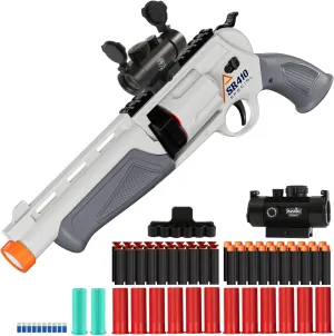 Toy Guns for Boys, Shotgun Foam Dart Blaster, Enhanced Revolver Children Outdoor CS Soft Bullet Toy Rifle, Birthday Xmas Gift Outdoor Games (Grey)