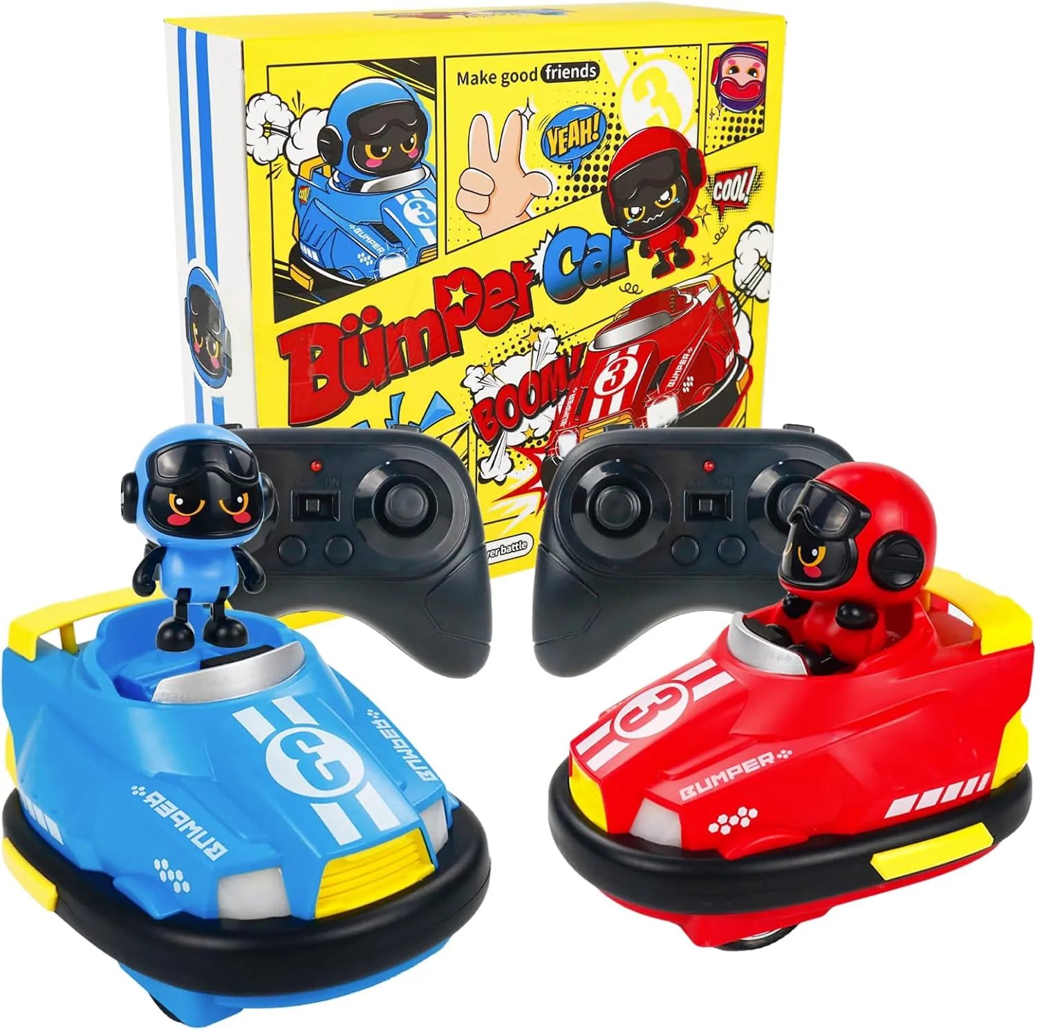 TOYMAKER Remote Control Car for for Kids Age 3 ,Hobby RC Car Bumper Set 2pk Race Cars Toys with Music and LED Lights,Christmas Birthday Giftwares for Boys and Girls