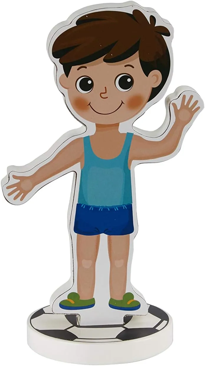 Toysters Magnetic Wooden Dress-Up Boy Doll Toy | Pretend Play Set Includes: 1 Wood Doll with 30 Assorted Costume Dress Ideas | Not Your Average Paper Doll | Great Gift Idea for Little Boys 3  (PZ650)