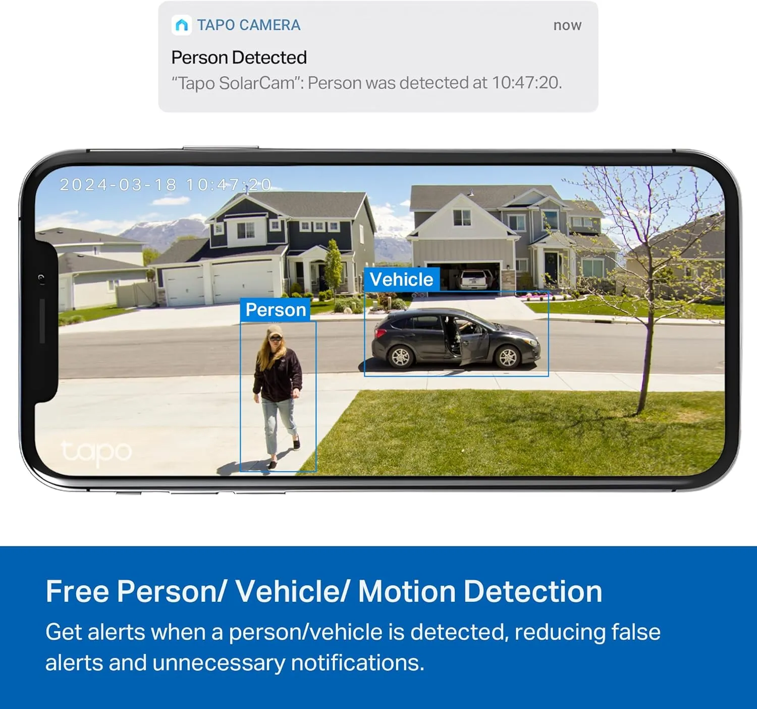 TP-Link 𝗧𝗮𝗽𝗼 SolarCam C402 Kit, Outdoor Battery Camera w/Solar Panel Base, Wireless, 1080P, Free Person/Vehicle Detection, SD/Cloud Storage, Color Night Vision, No Hub Needed, Works w/Alexa