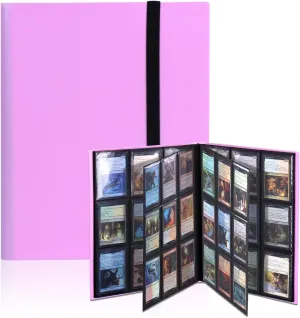 Trading Card Binder 360 Pockets - 9-Pocket Collector Album for MTG, Tcg, Sports Cards - Includes Elastic Band -Great Gift-Ready (Pink Purple)