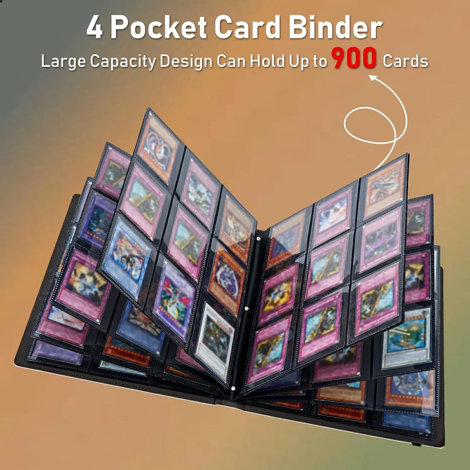 Trading Card Binder 9 Pocket Trading Cards Album Display Holder, 900 Cards Double Sided Pockets Card Holder Binder Sleeves Card Case for Standard Size Cards,Colorful Pig