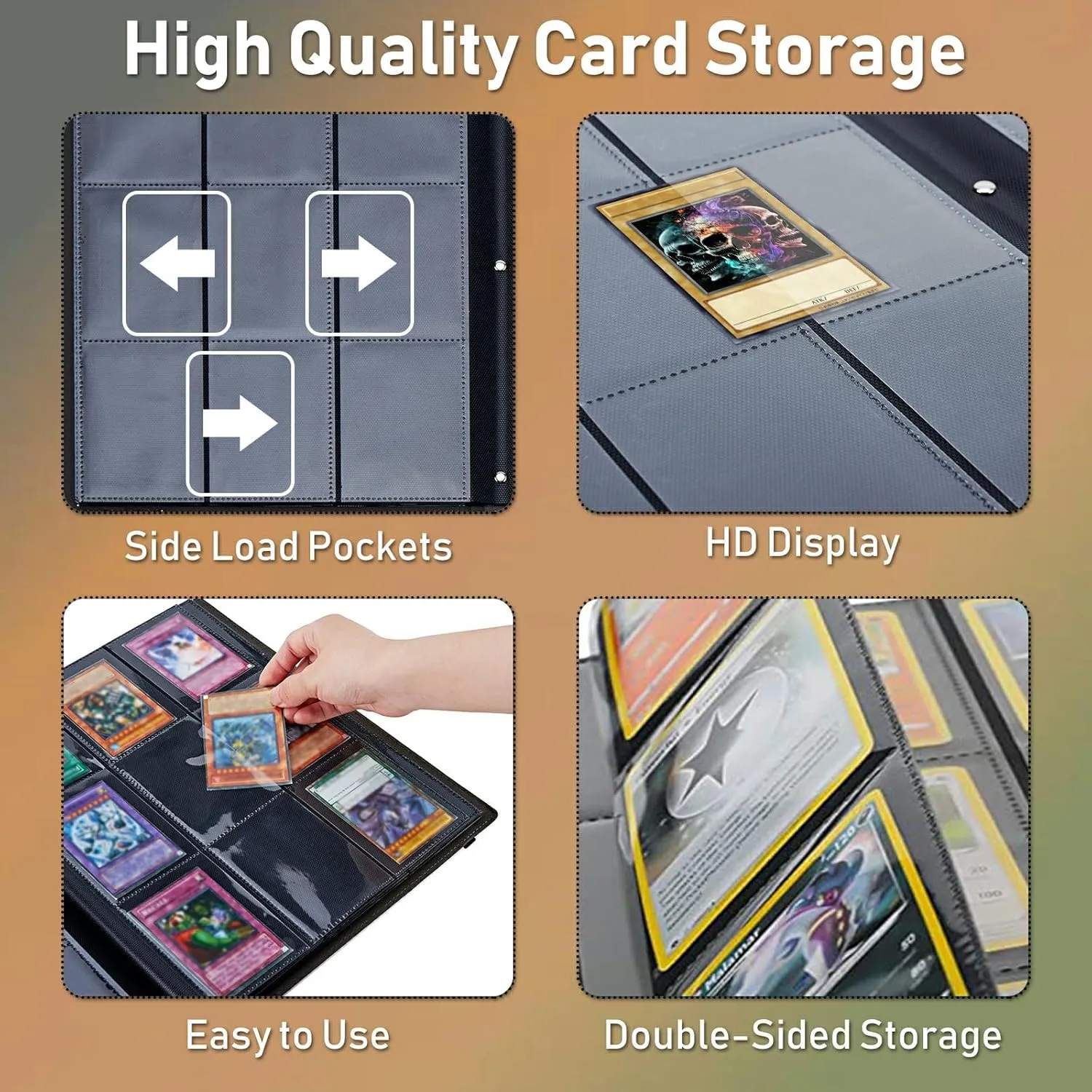 Trading Card Binder 9 Pocket Trading Cards Album Display Holder, 900 Cards Double Sided Pockets Card Holder Binder Sleeves Card Case for Standard Size Cards,Colorful Pig