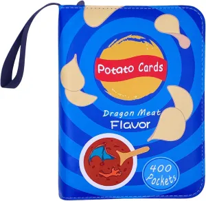 Trading Card Binder Album, 400 Pockets, 50 Removable Sleeves, 3-Ring Zipper, 4-Pocket Pages (Blue 400)