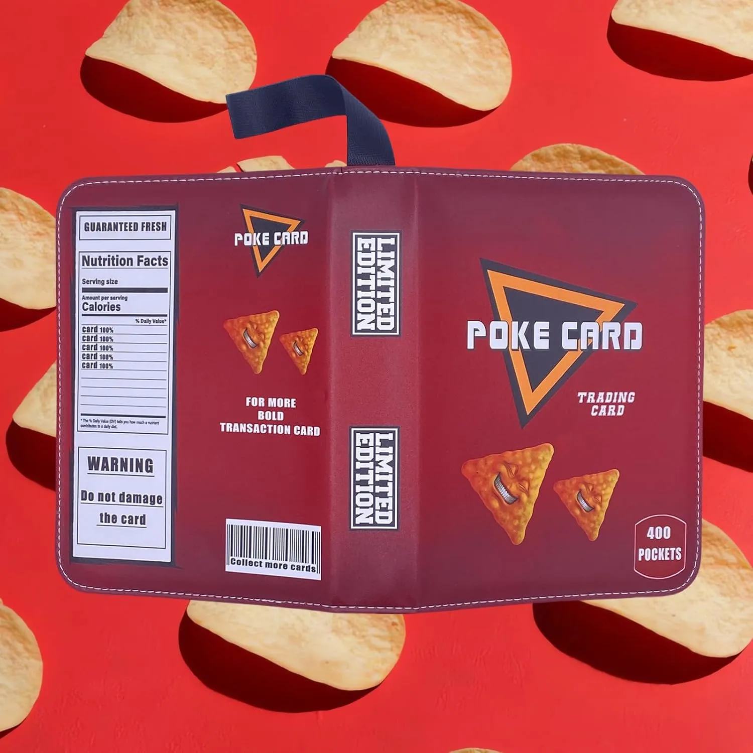Trading Card Binder Album, 400 Pockets, 50 Removable Sleeves, 3-Ring Zipper, 4-Pocket Pages (Red 400)