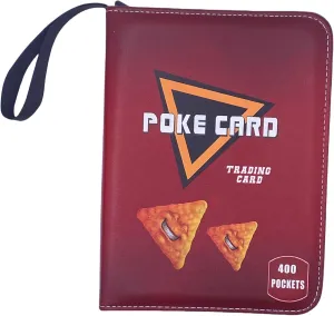 Trading Card Binder Album, 400 Pockets, 50 Removable Sleeves, 3-Ring Zipper, 4-Pocket Pages (Red 400)