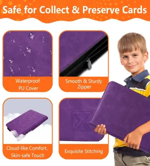 Trading Card Binder, Side Loading 9 Pocket Cards Holder Album up to 540 Cards, Ringless Card Protective Organize Folder for Sport Game Cards(Purple)