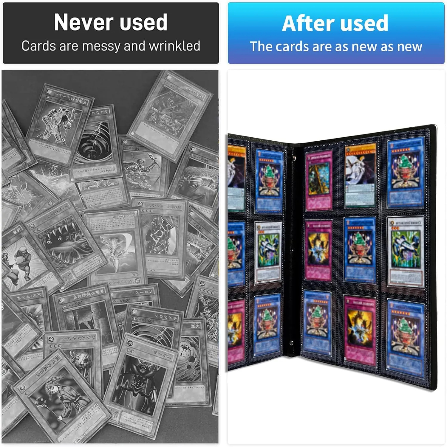 Trading Card Binder with 20 Sleeves, 9 Pocket Waterproof Card Book Holder Fits 360 Cards for Trading Cards, Football Cards, Pet Picture, Side Loading, Purple Roses and Butterflies