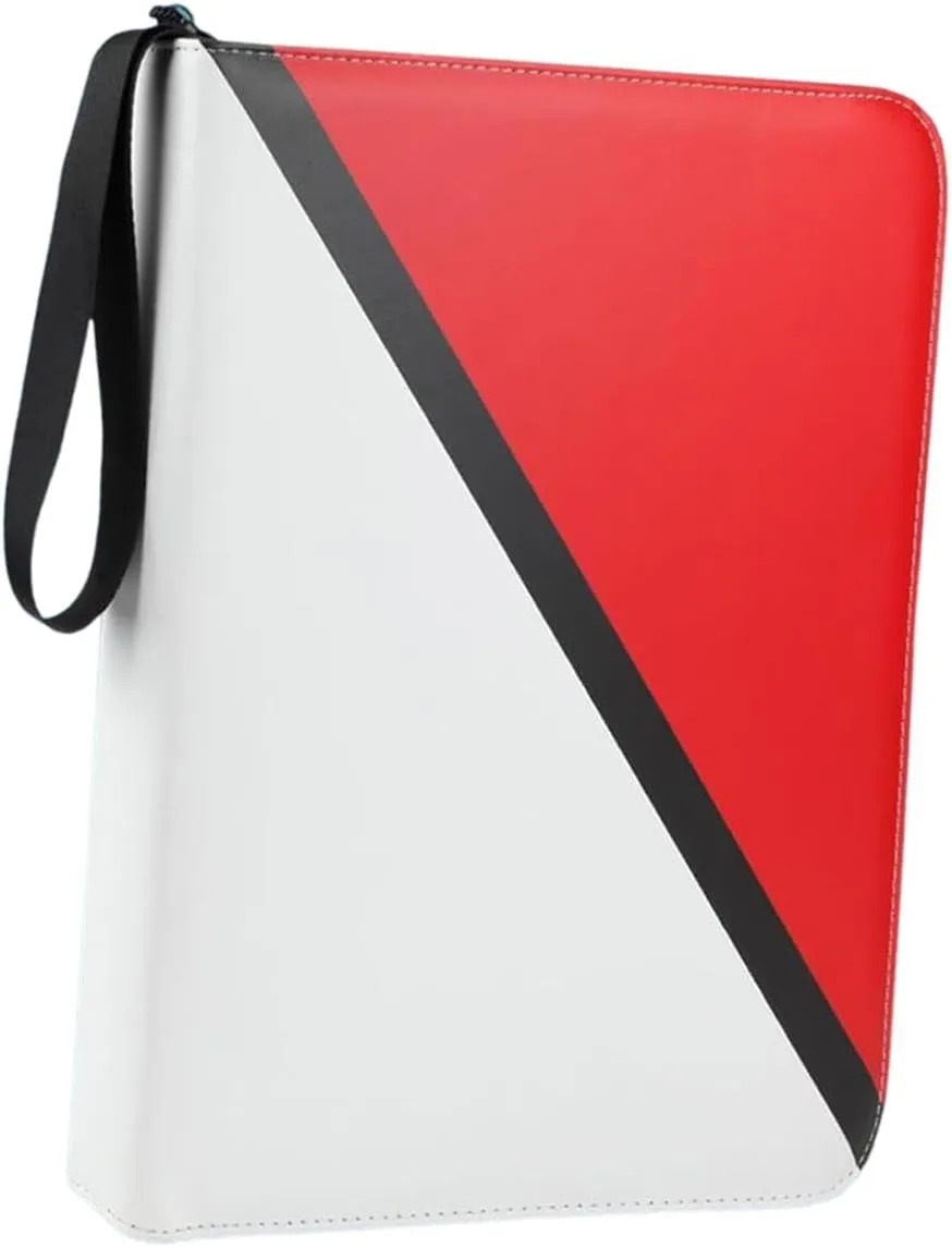 Trading Card Binder with 50 Removable Sleeves, 900 Capacity, Water Resistant PU Leather, Carry Strap for Sports TCG Cards Enthusiasts
