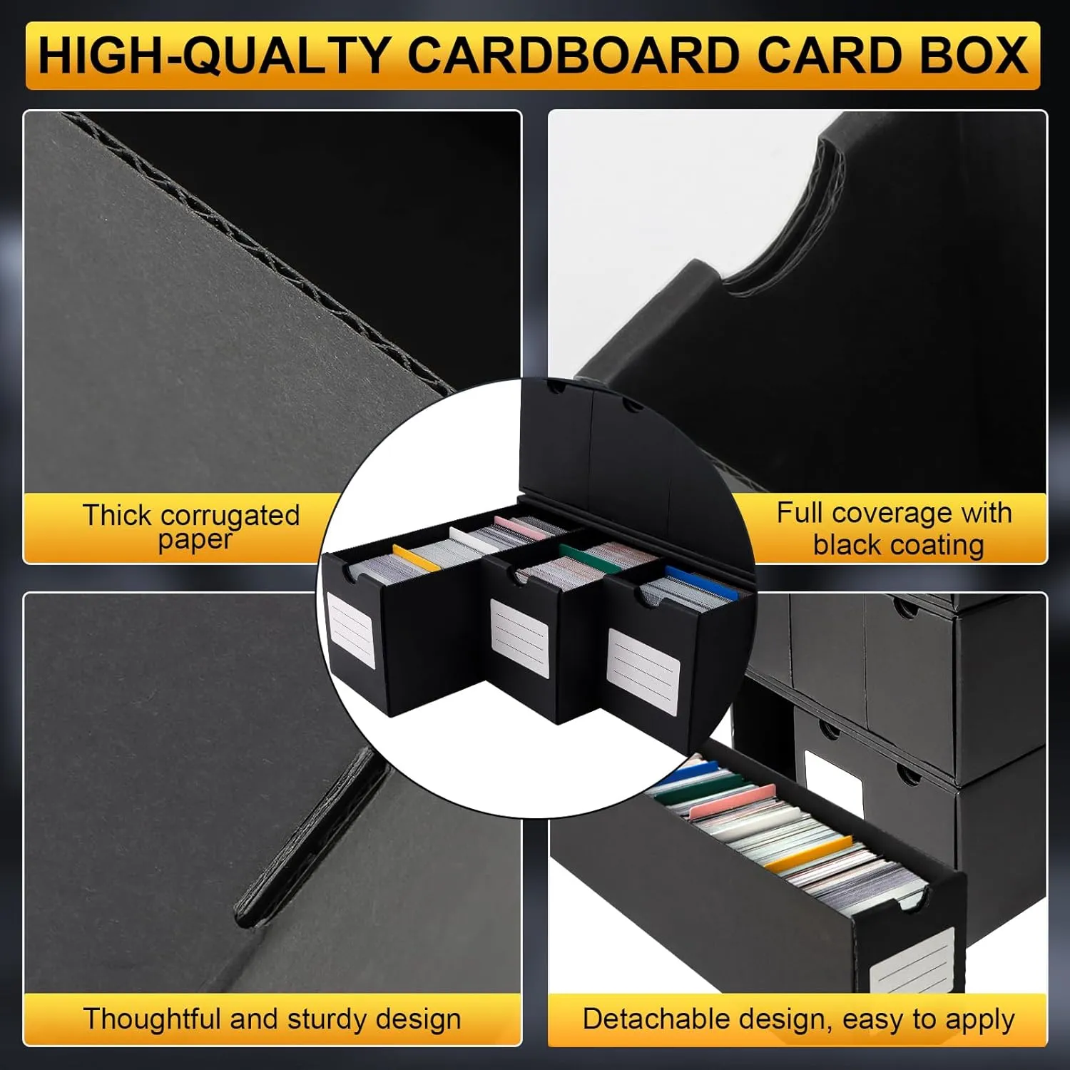 Trading Card Organizer - Card Storage Box with 24-600 CT Boxes - 72 Dividers, Labels and Tapes - 24000  Cards Capacity - Perfect for TCG, MTG, Sports Cards,Collectible Card Games