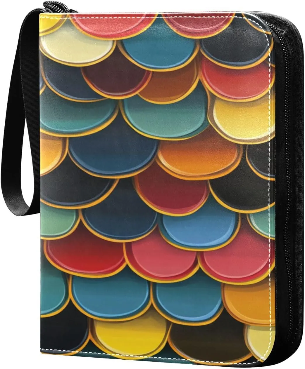 Trading Card Storage Binder PU Leather Card Holder with Zipper 400 Slots Collector Album Waterproof Card Organizer Colorful Fish Scales