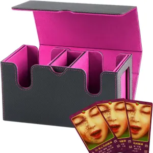 Trading Card Storage Case | Two Compartments Magnetic Trading Card Case with Dice Tray - Detachable Protector for Game Playing Collection Display