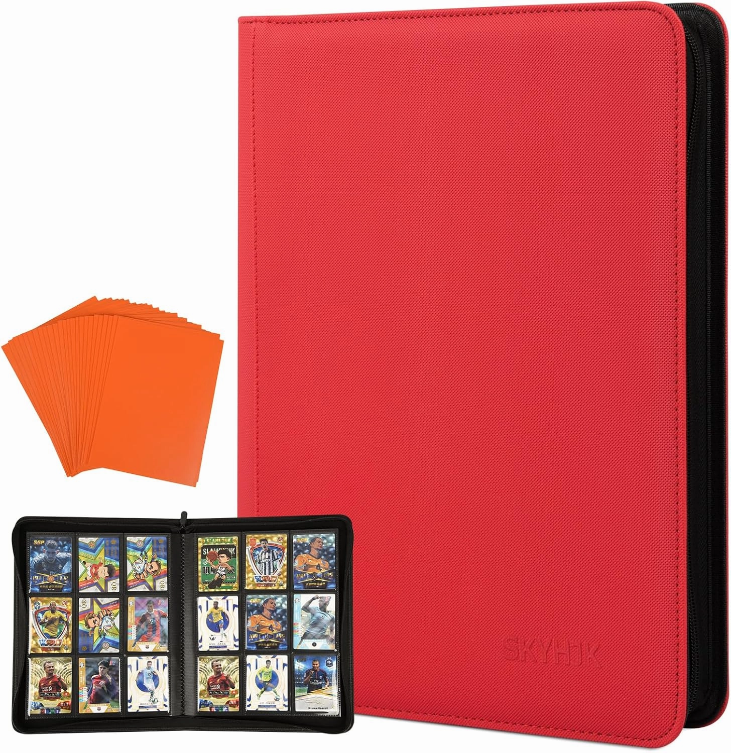 Trading Card Binder 360 Pockets, 9 Pockets Card Binder, Side Loading Card Collection Binder, Collectible Card Albums Card Folder for MTG, TCG, Football, NFL, Sports Cards, Game Cards-Red