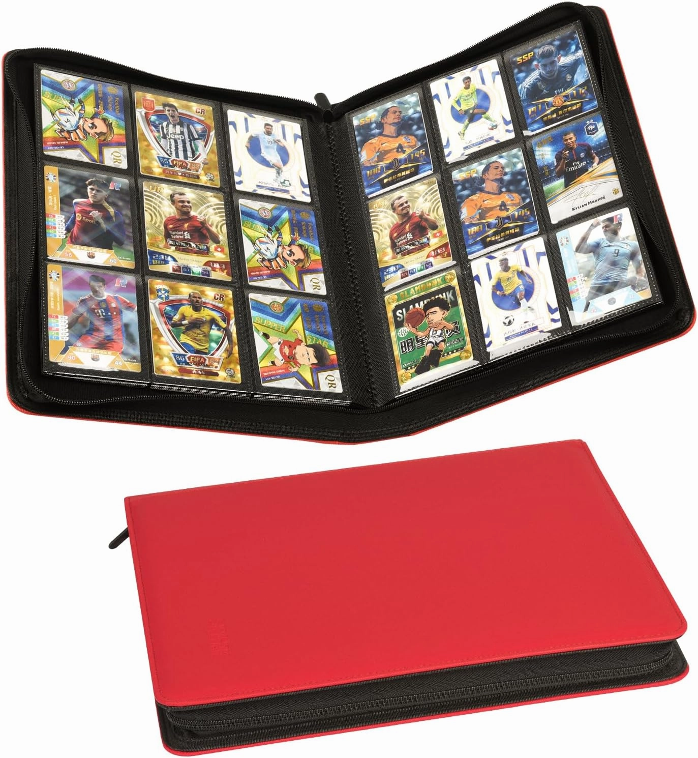 Trading Card Binder 360 Pockets, 9 Pockets Card Binder, Side Loading Card Collection Binder, Collectible Card Albums Card Folder for MTG, TCG, Football, NFL, Sports Cards, Game Cards-Red