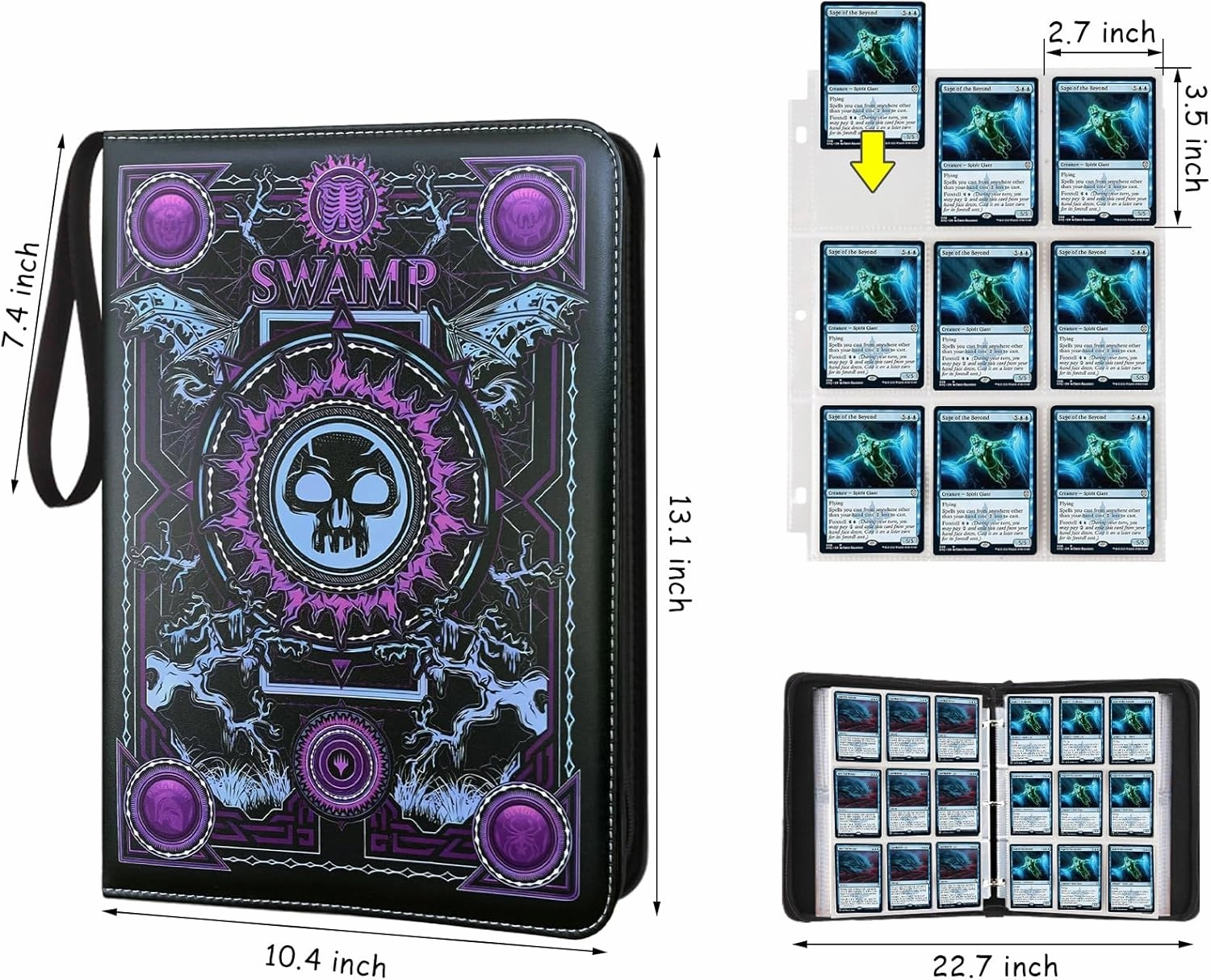 Trading Card Binder,9 Pocket Card Binder with Sleeves 720 Double Sided Pocket Premium Collector Card Album,Card Collection Folder for MTG,TCG,Yugioh,Game Cards (Purple)