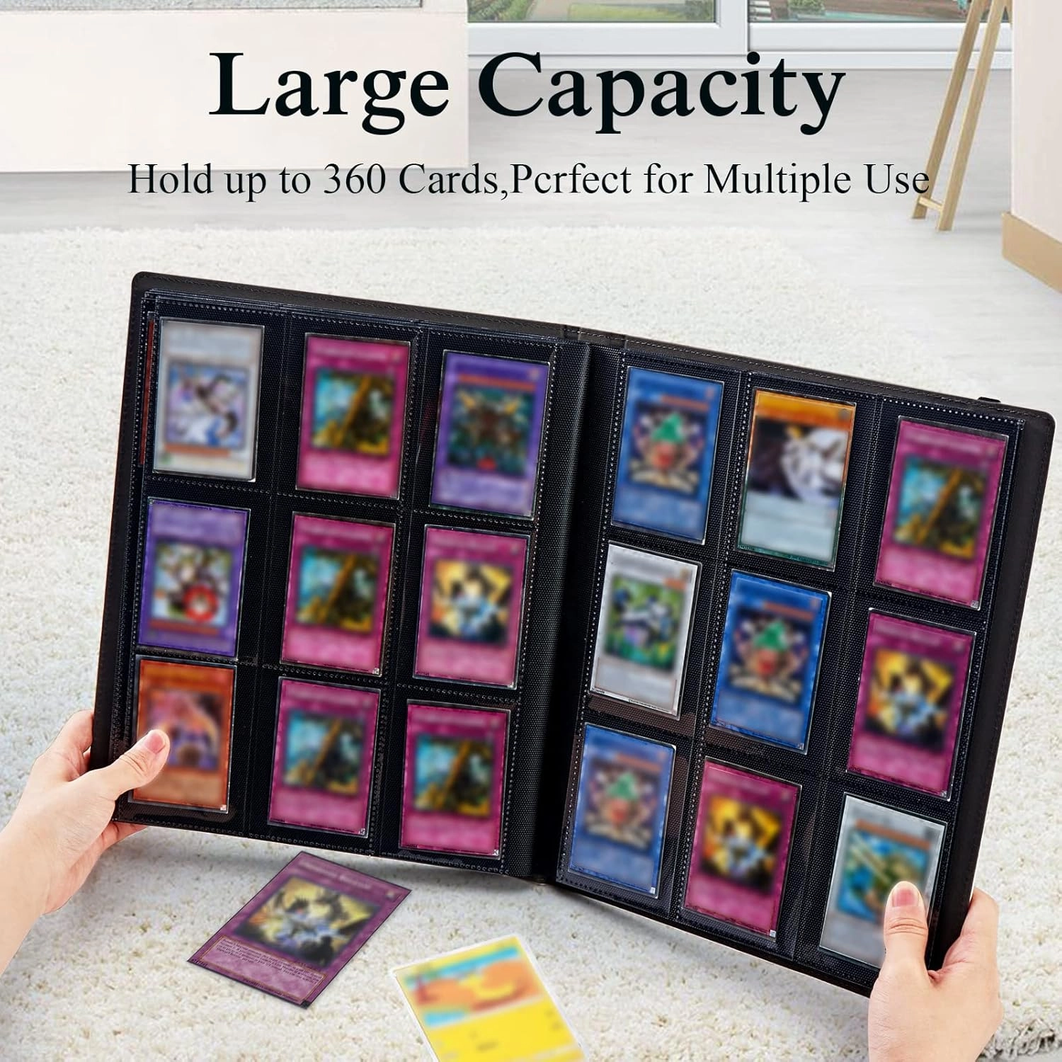 Trading Card Binder,9 Pockets Trading Card Album Folder,360 Side Loading Pocket Card Collection Binder,for Sports Cards,MTC,TCG,Game Cards,Collectible Trading Card Albums,Colorful Rose Flower Skull