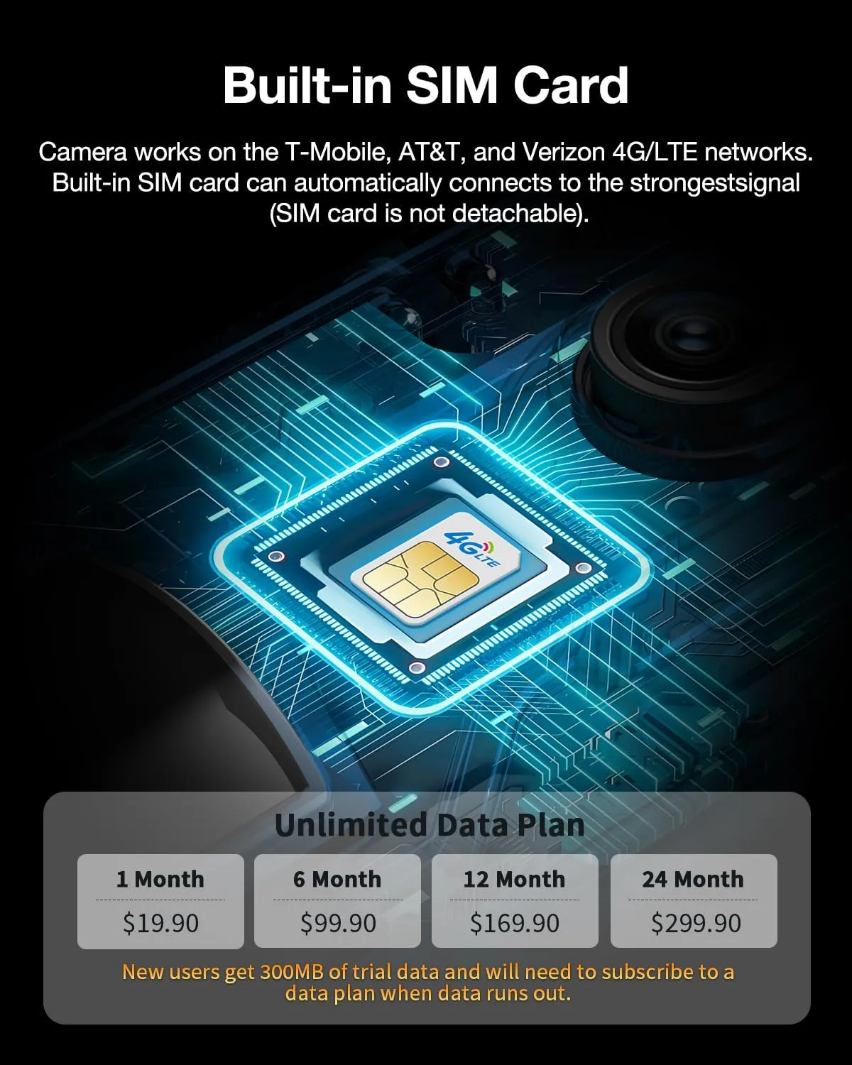 Trail Camera, Celluar Trail Cameras Built-in 4G LTE SIM Card with 2k Live Streaming, 0.2S Trigger Speed Trail Cameras with Night Vision Motion Activated Waterproof IP66 Rating Game Camera