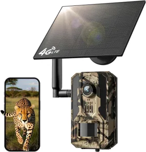 Trail Camera, Celluar Trail Cameras Built-in 4G LTE SIM Card with 2k Live Streaming, 0.2S Trigger Speed Trail Cameras with Night Vision Motion Activated Waterproof IP66 Rating Game Camera