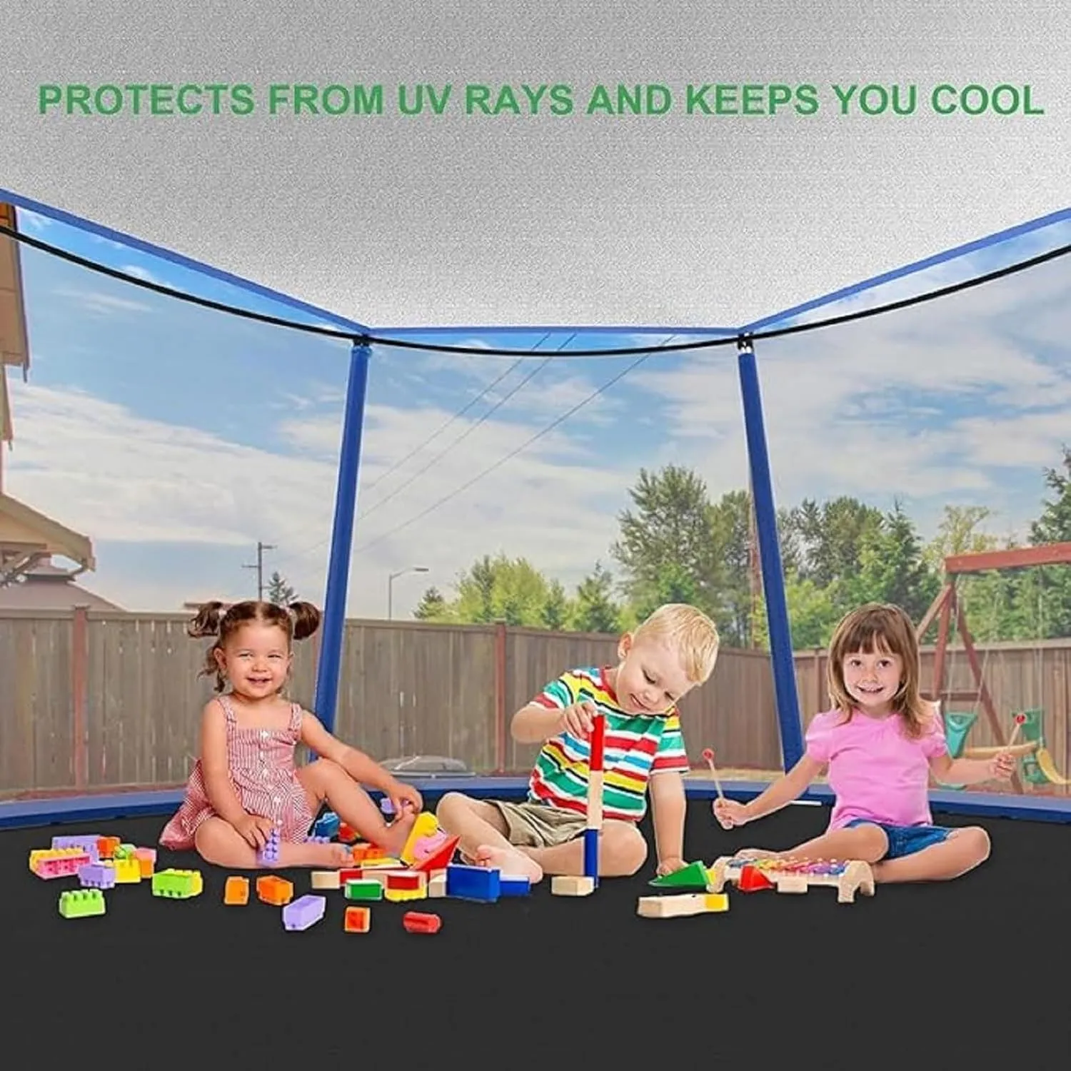 Trampoline Shade Cover, Trampoline Cover, 6ft,8ft,10ft,12ft,14ft,16ft Trampoline Tent Cover, Trampoline Tent, Trampoline Spring Cover, Foldable Sun Protection Trampolines Canopy Anti-Uv,16ft