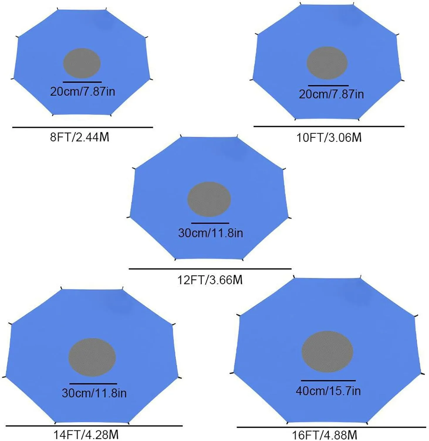 Trampoline Shade Cover, Trampoline Cover, 6ft,8ft,10ft,12ft,14ft,16ft Trampoline Tent Cover, Trampoline Tent, Trampoline Spring Cover, Foldable Sun Protection Trampolines Canopy Anti-Uv,16ft