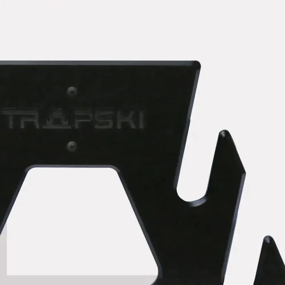 TRAPSKI Mobile All Mountain, Racing and XC Ski Rack Marine Grade HDPE Plastic | UV Protected | Premium Strap Included | 3 Year Warranty | Made in The USA | Veteran Owned Business (Black, Quad)