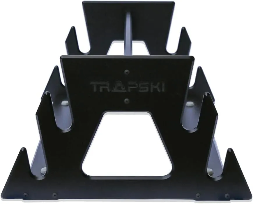 TRAPSKI Mobile All Mountain, Racing and XC Ski Rack Marine Grade HDPE Plastic | UV Protected | Premium Strap Included | 3 Year Warranty | Made in The USA | Veteran Owned Business (Black, Quad)