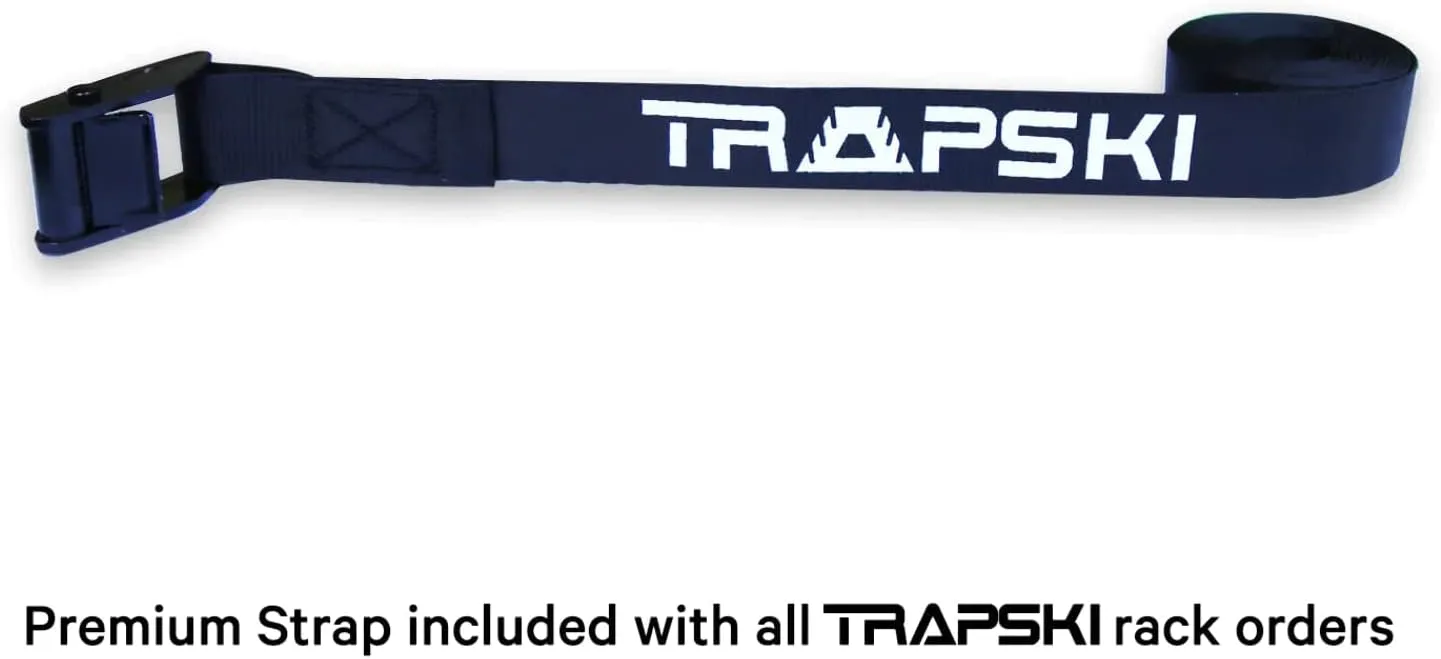TRAPSKI Mobile All Mountain, Racing and XC Ski Rack Marine Grade HDPE Plastic | UV Protected | Premium Strap Included | 3 Year Warranty | Made in The USA | Veteran Owned Business (Black, Quad)