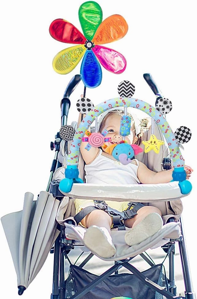Travel Arch Bassinet Mobile Toys for Infant & Toddlers,Clip on Stroller Toy Crib Accessory & Pram Activity Bar Toy for Indoor and Outdoor (Elephant)