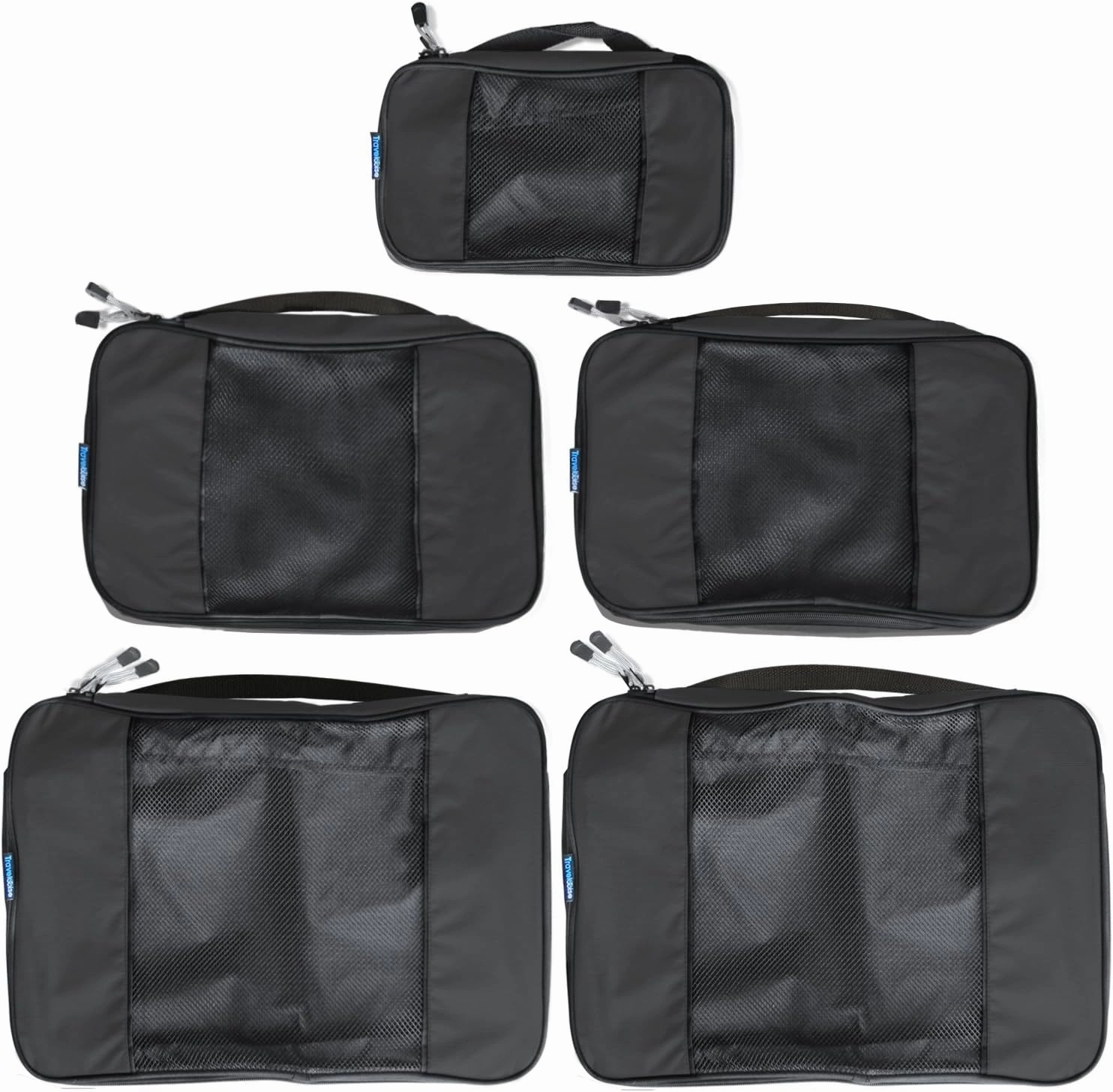 TravelWise Packing Cube System - Durable 5 Piece Weekender Plus Set (Black)