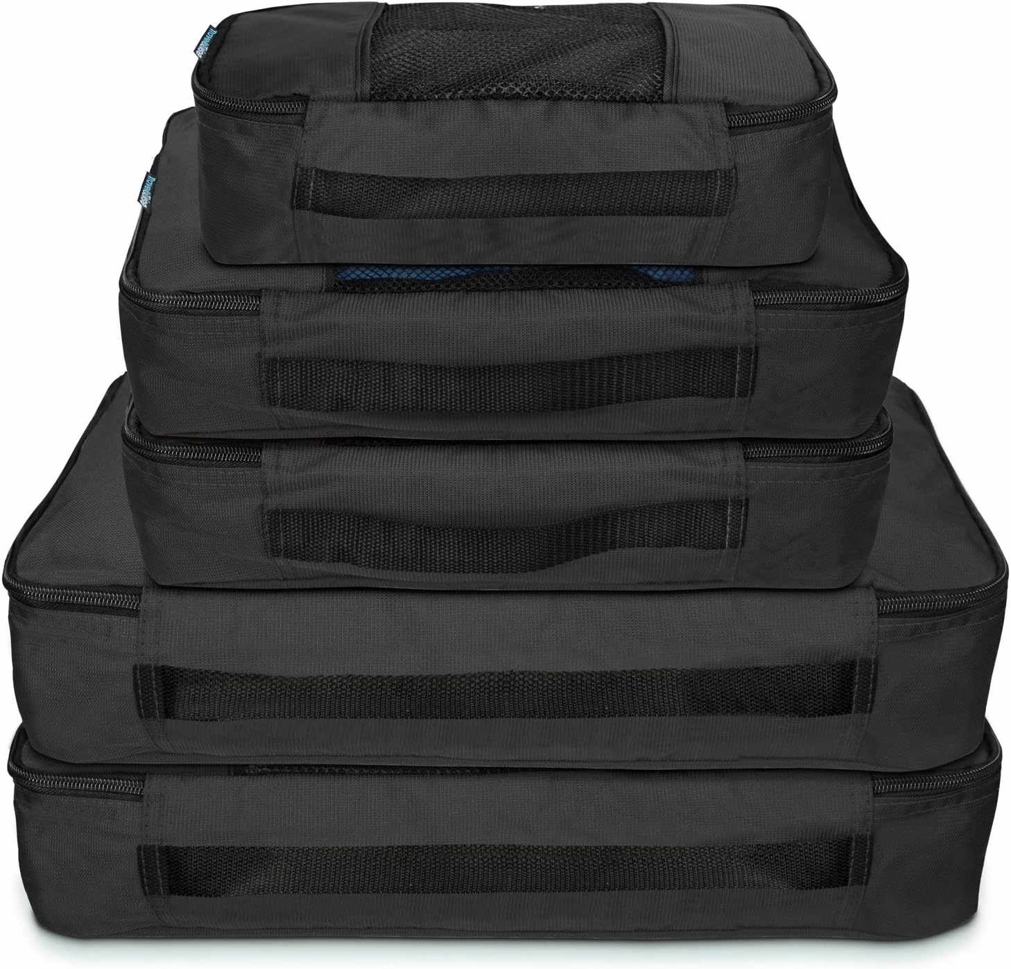 TravelWise Packing Cube System - Durable 5 Piece Weekender Plus Set (Black)