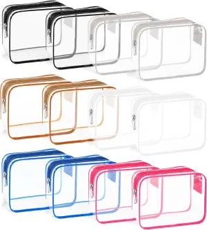 TSA Approved Toiletry Bag, Clear Travel Toiletry bag, Makeup Cosmetic Bag Set for Women Men, Portable Toiletry Bag for Travel, Bathroom and Organizing (mix color 12pcs)