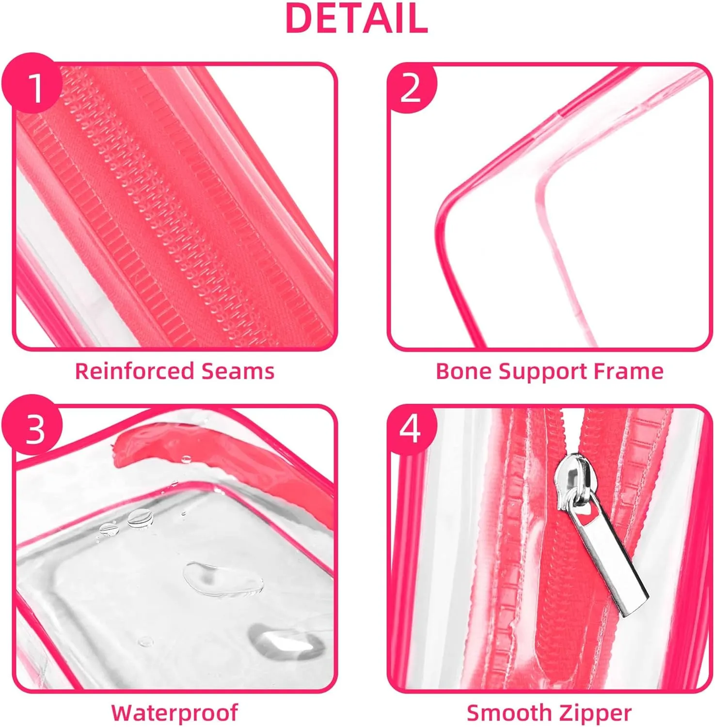 TSA Approved Toiletry Bag, Clear Travel Toiletry bag, Makeup Cosmetic Bag Set for Women Men, Portable Toiletry Bag for Travel, Bathroom and Organizing (rose red 12pcs)